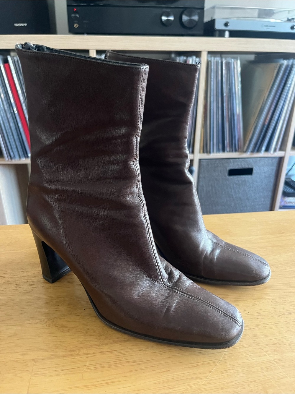 Anne Klein Chocolate Leather Bootie